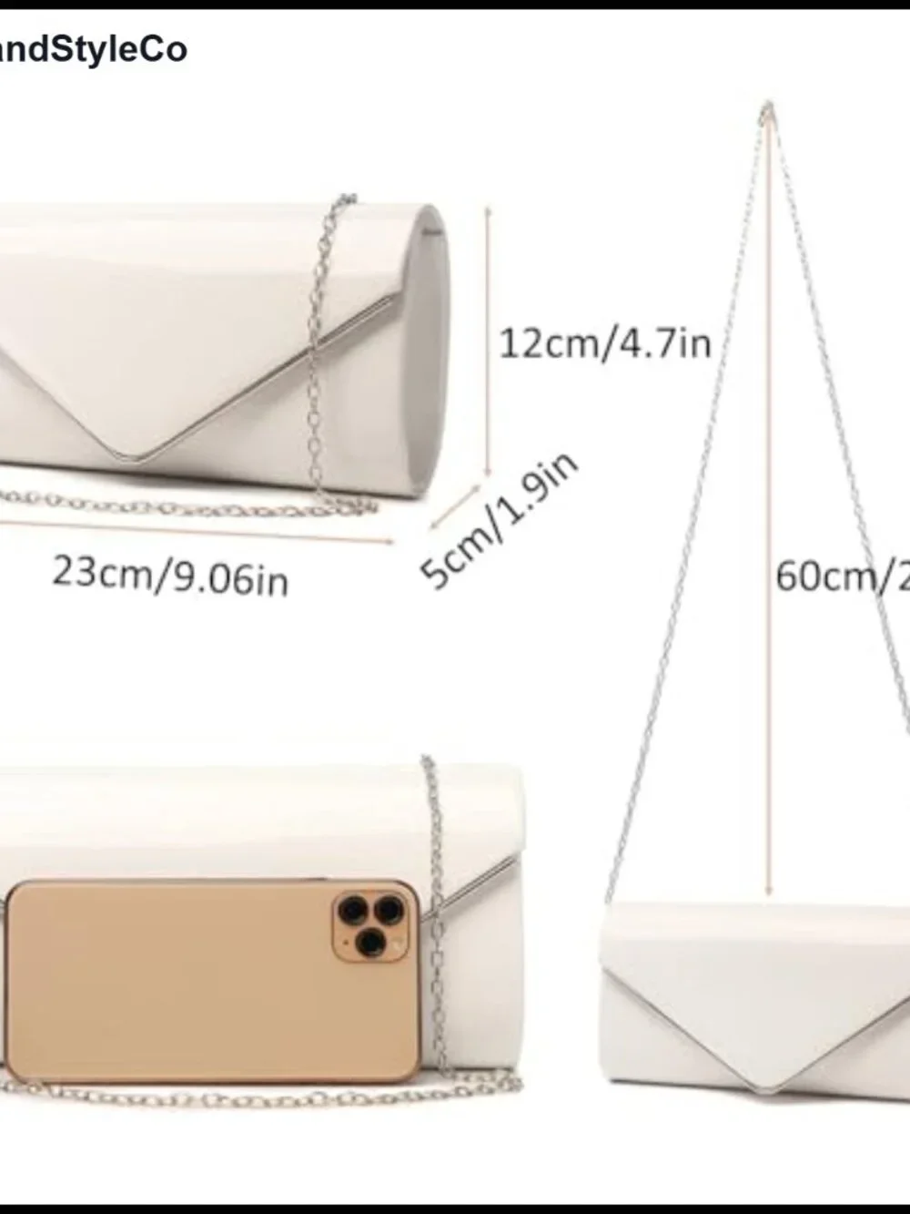 Patent Leather Envelope Clutch Evening Handbag Shoulder Chain Purse Wedding Prom
